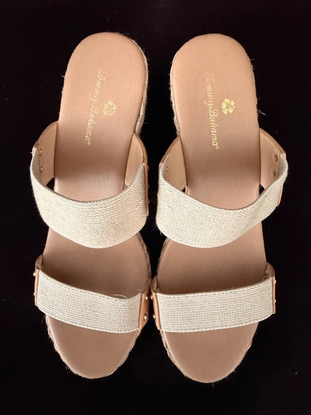 Beige Sakura Elastic Wedge Sandals